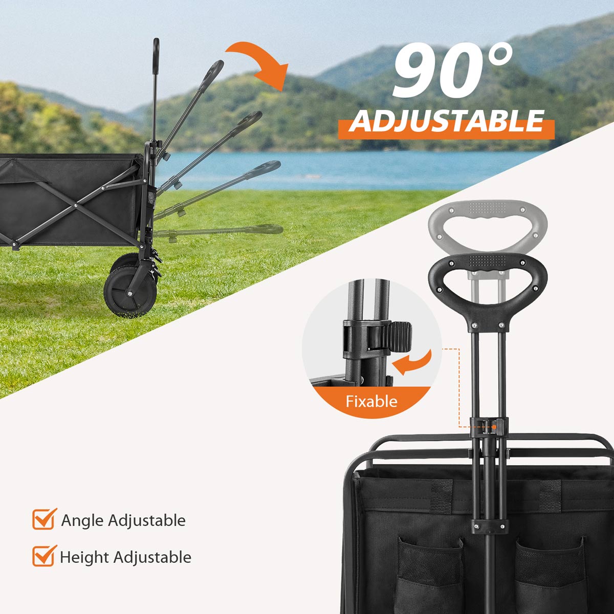 Heavy Duty 600D Folding All-Terrain Wagon Cart for Camping & Shopping, 330lbs