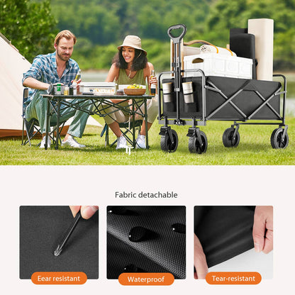 Heavy Duty 600D Folding All-Terrain Wagon Cart for Camping & Shopping, 330lbs
