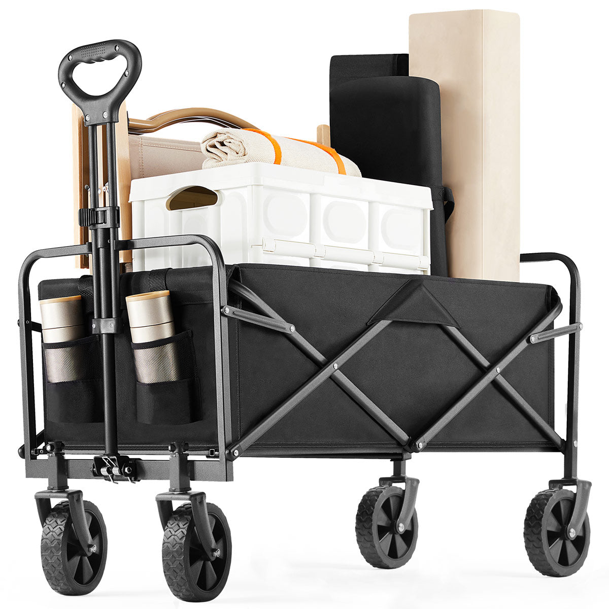 Heavy Duty 600D Folding All-Terrain Wagon Cart for Camping & Shopping, 330lbs