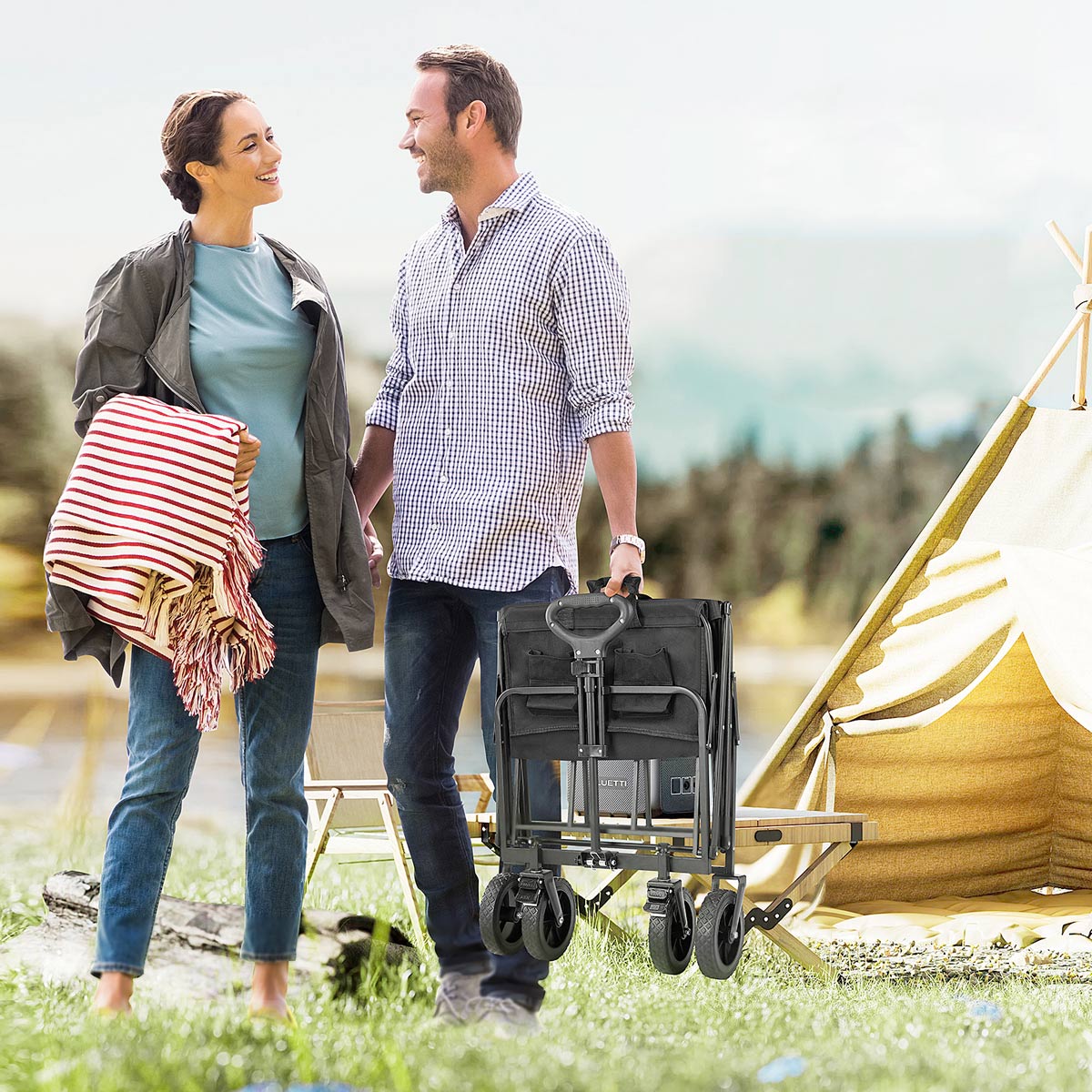 Heavy Duty 600D Folding All-Terrain Wagon Cart for Camping & Shopping, 330lbs
