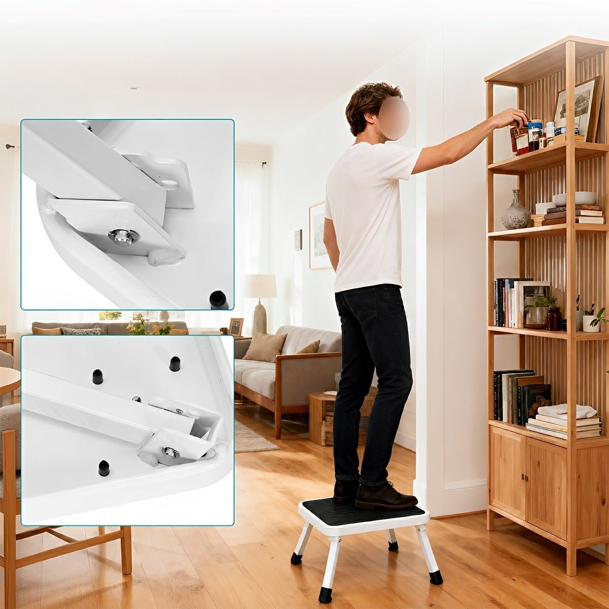 Heavy Duty Folding Step Stool – 330 lbs, Non-Slip, Safety Lock