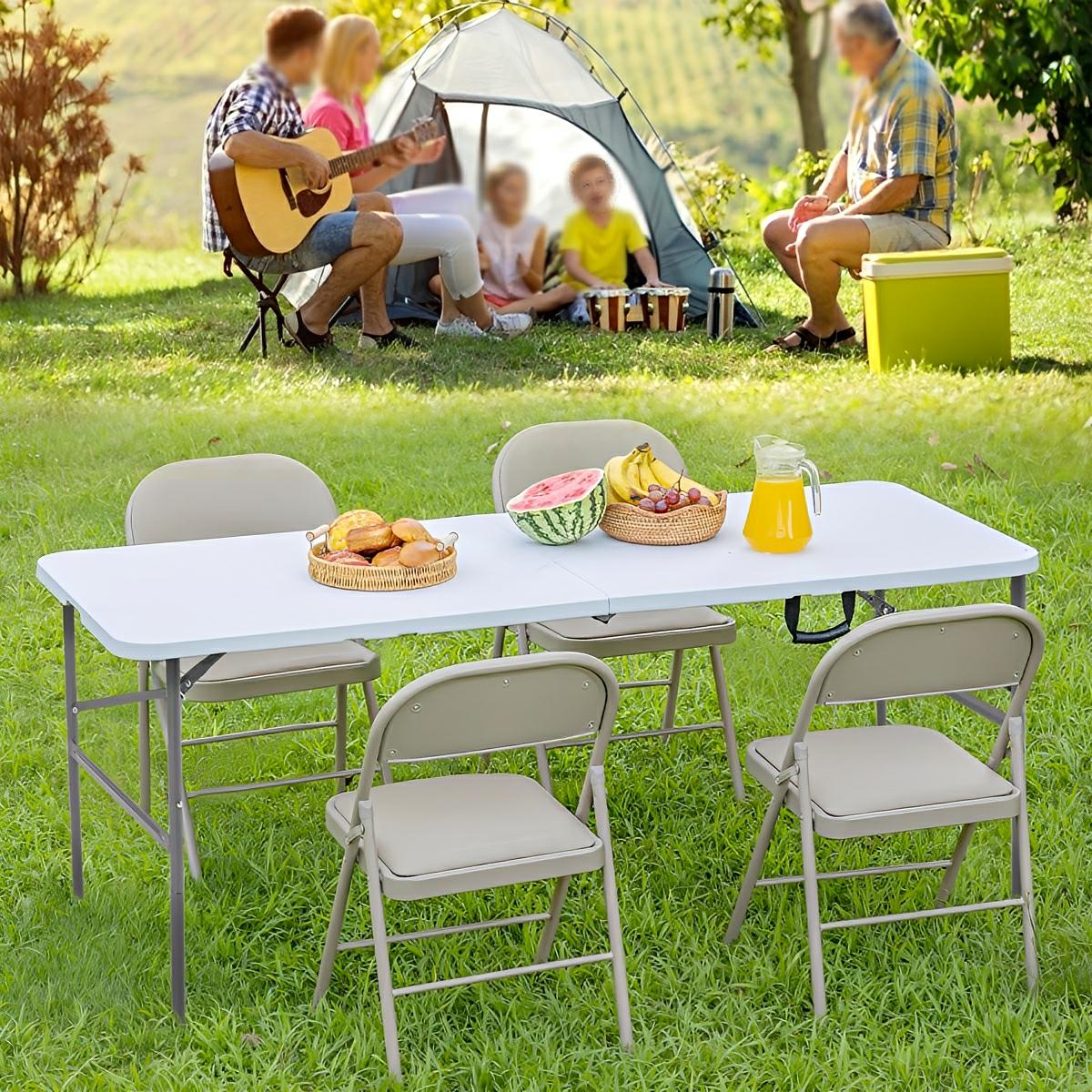 Heavy Duty Folding Table with Handle – For Camping