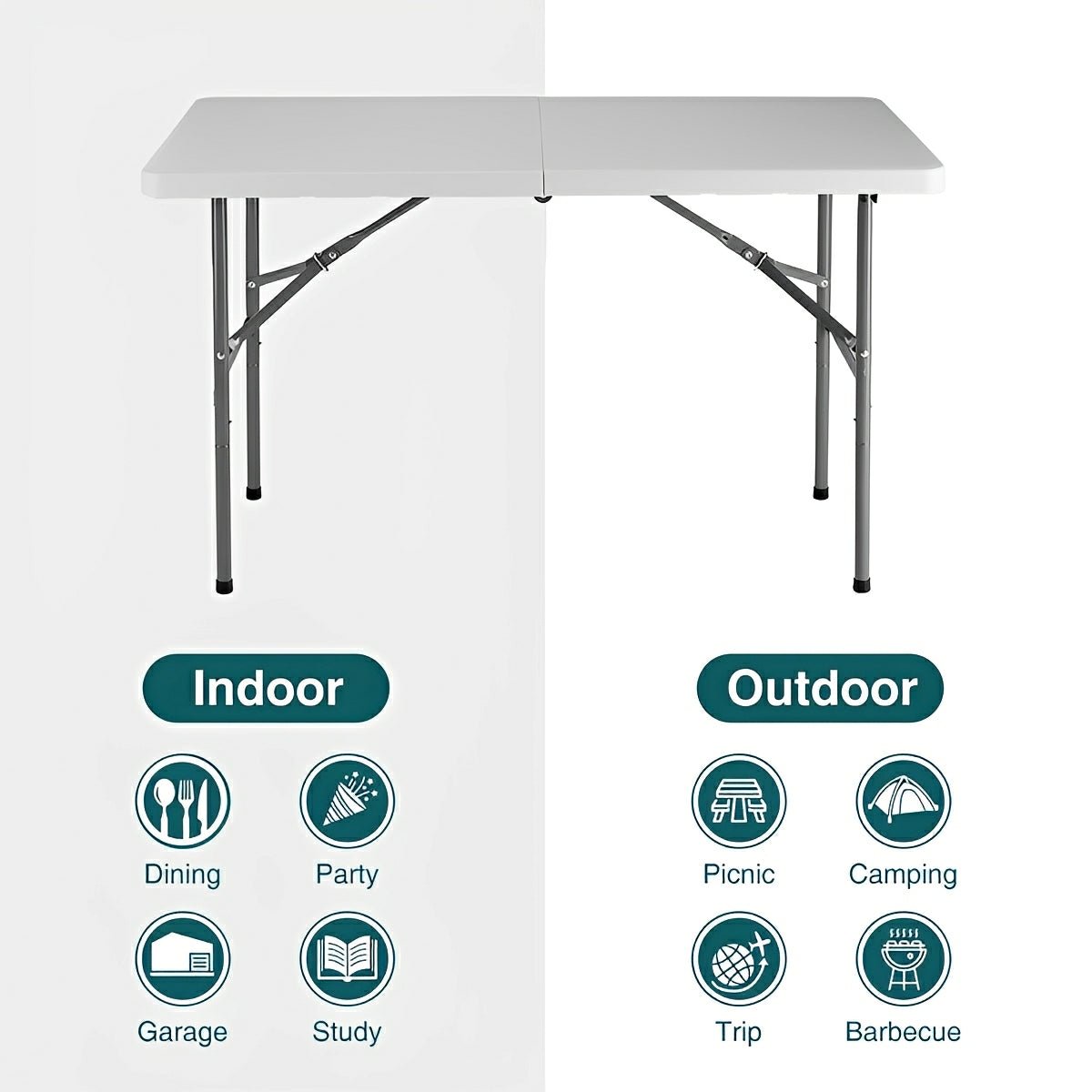 Heavy Duty Folding Table with Handle – For Camping