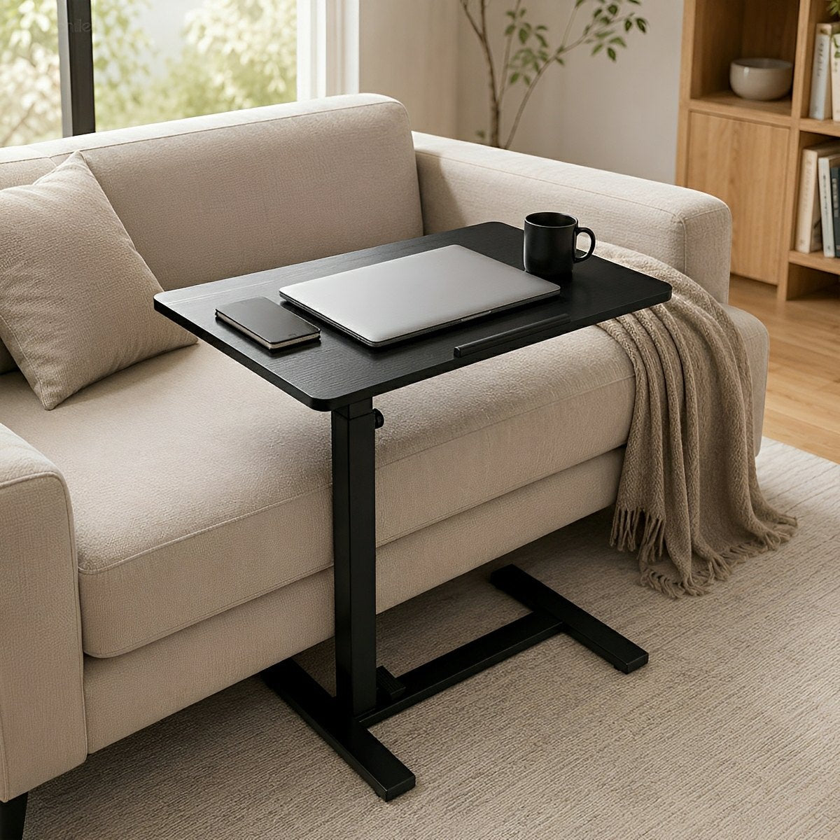 Height-Adjustable Bedside Table on Wheels – Portable