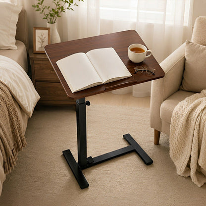 Height-Adjustable Bedside Table on Wheels – Portable
