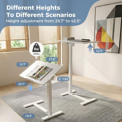 Height-Adjustable Bedside Table on Wheels – Portable