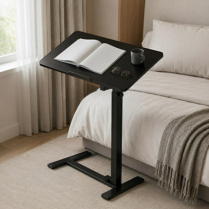 Height-Adjustable Bedside Table on Wheels – Portable