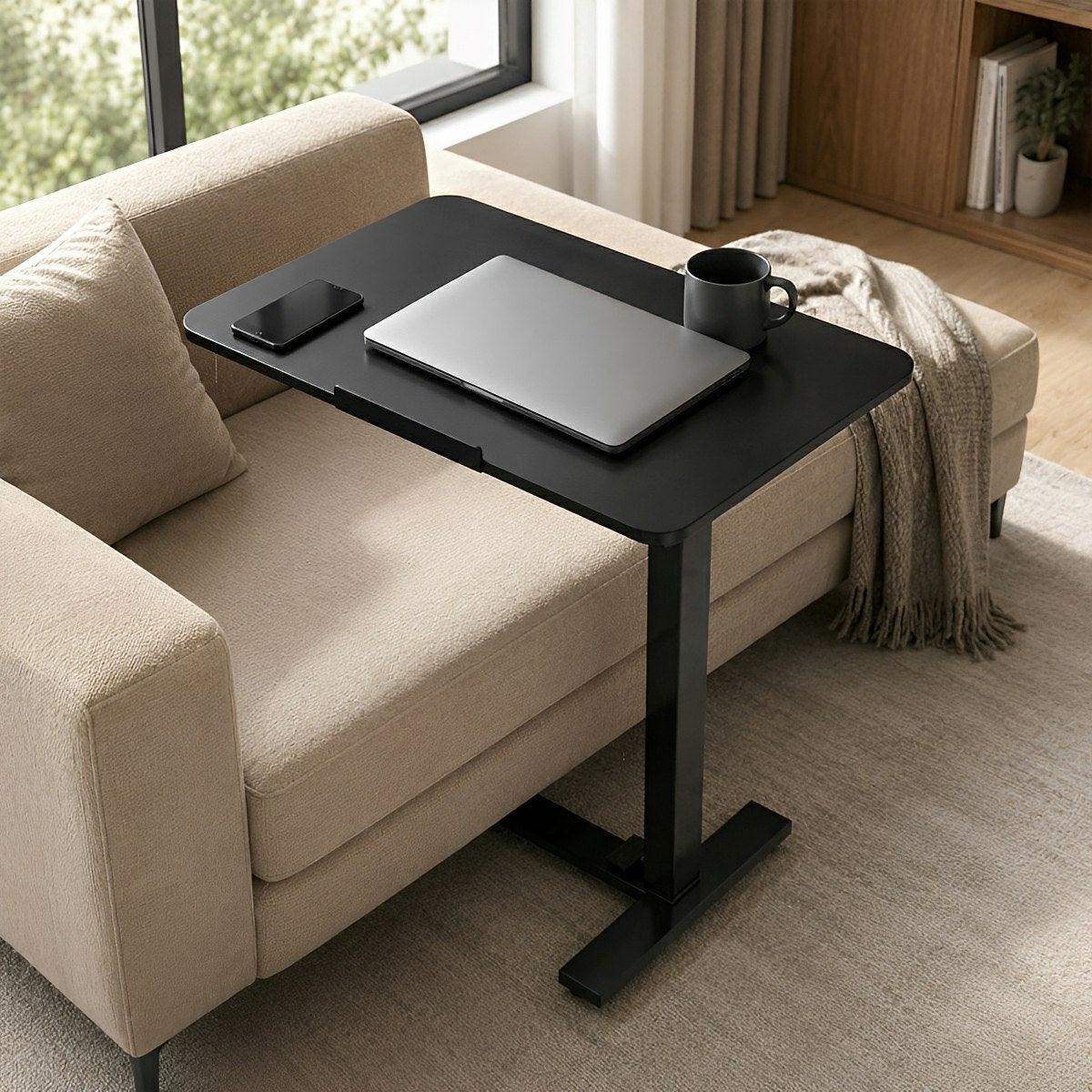 Height-Adjustable Bedside Table on Wheels – Portable