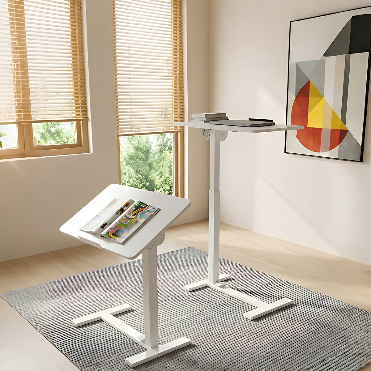 Height-Adjustable Bedside Table on Wheels – Portable