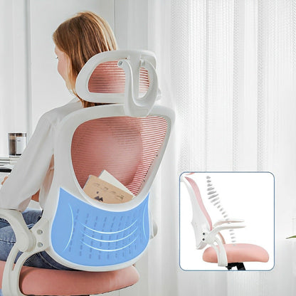 High Back Mesh Office Chair – Adjustable Headrest, Flip Arms