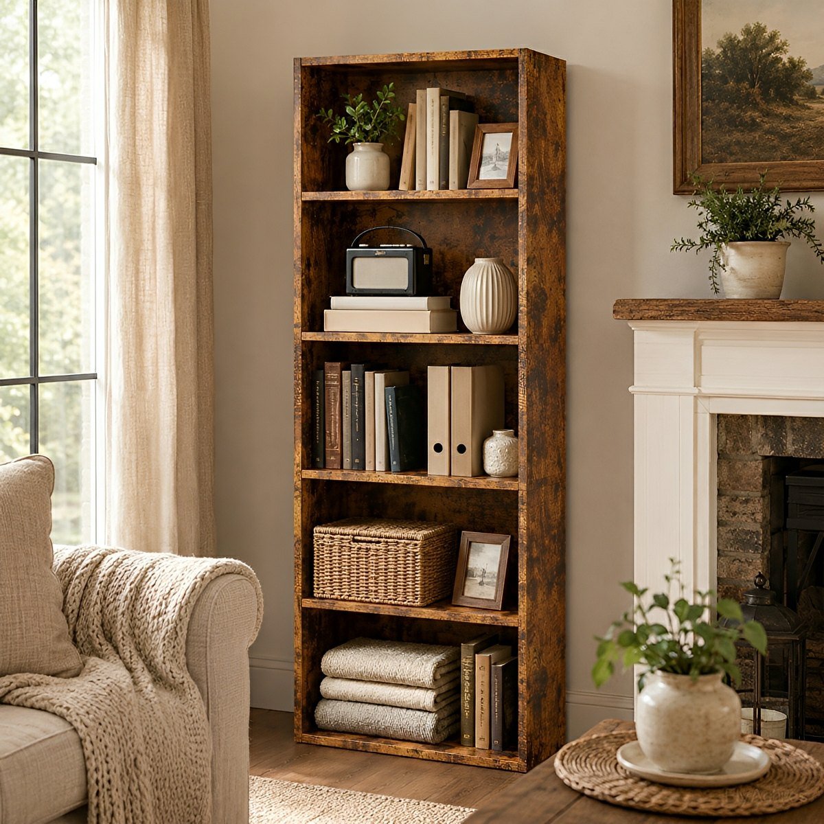Industrial Bookcase Open Storage Shelf