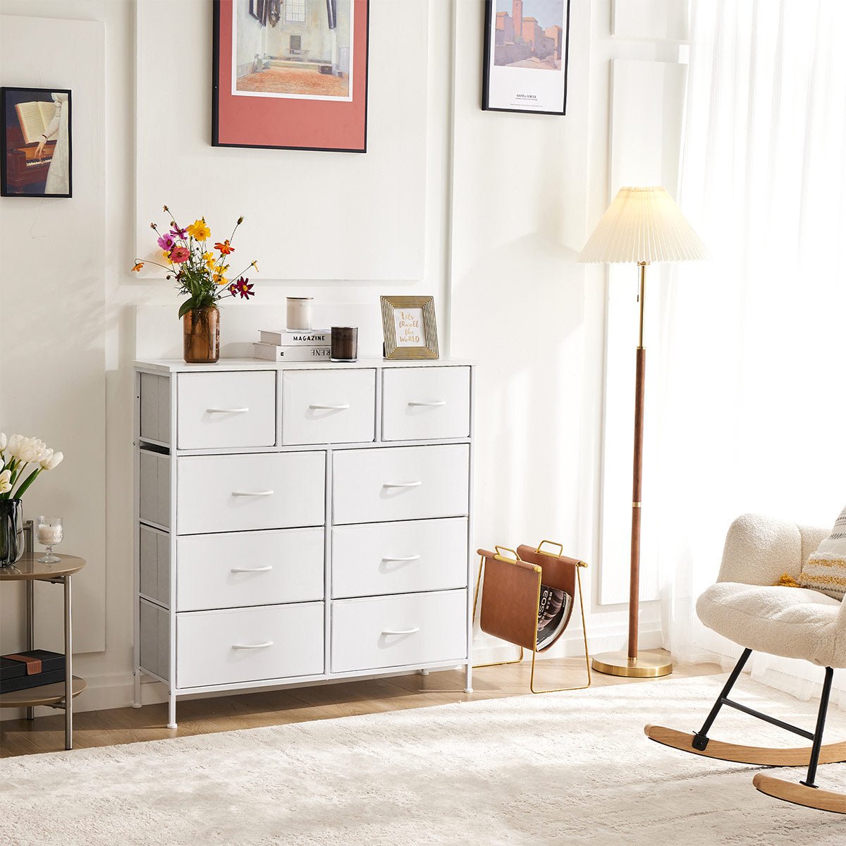 Large Capacity 5-10 Drawer Fabric Storage Cabinet Organizer