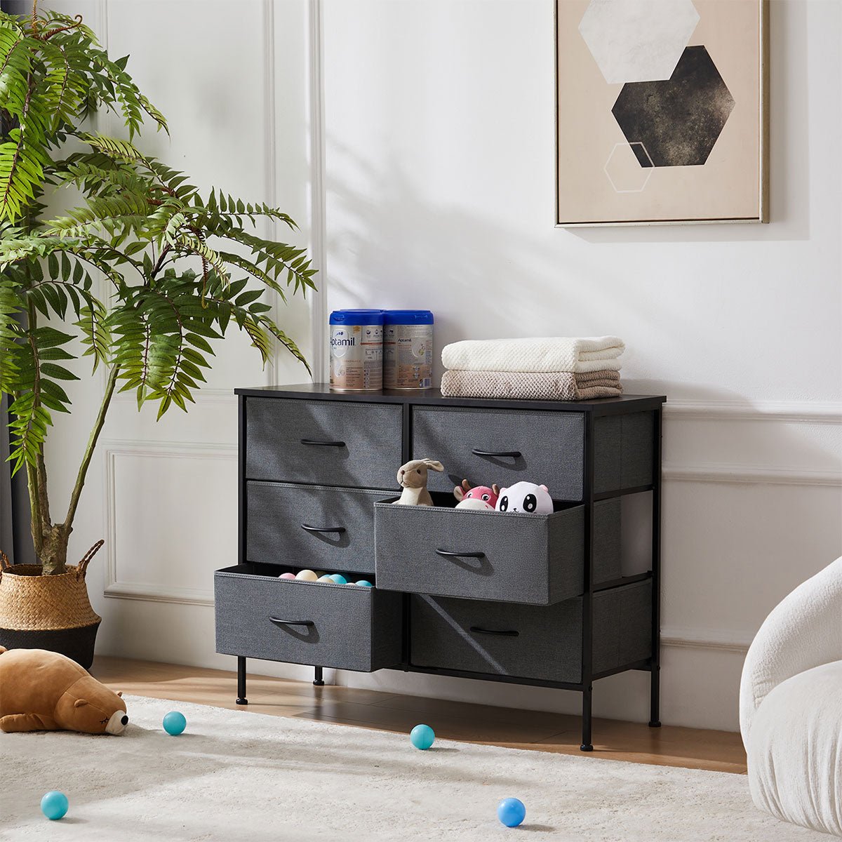 Large Capacity 5-10 Drawer Fabric Storage Cabinet Organizer