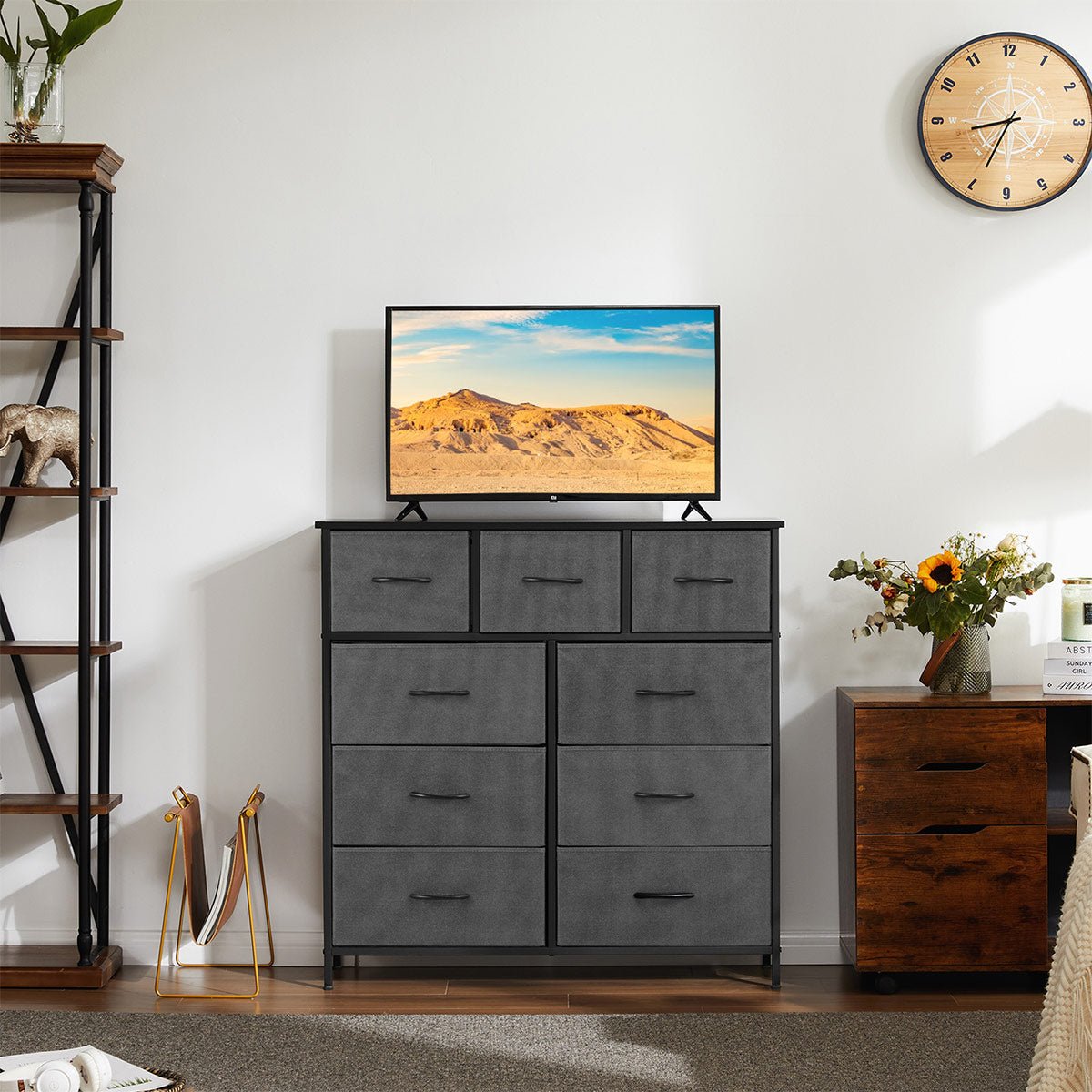 Large Capacity 5-10 Drawer Fabric Storage Cabinet Organizer