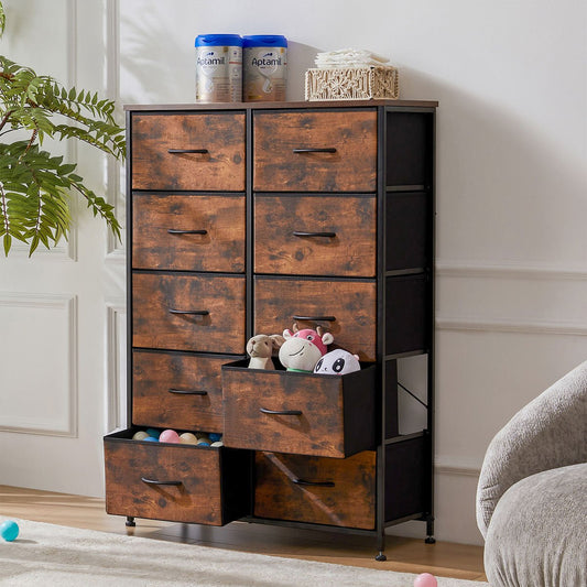 Large Capacity 5-10 Drawer Fabric Storage Cabinet Organizer
