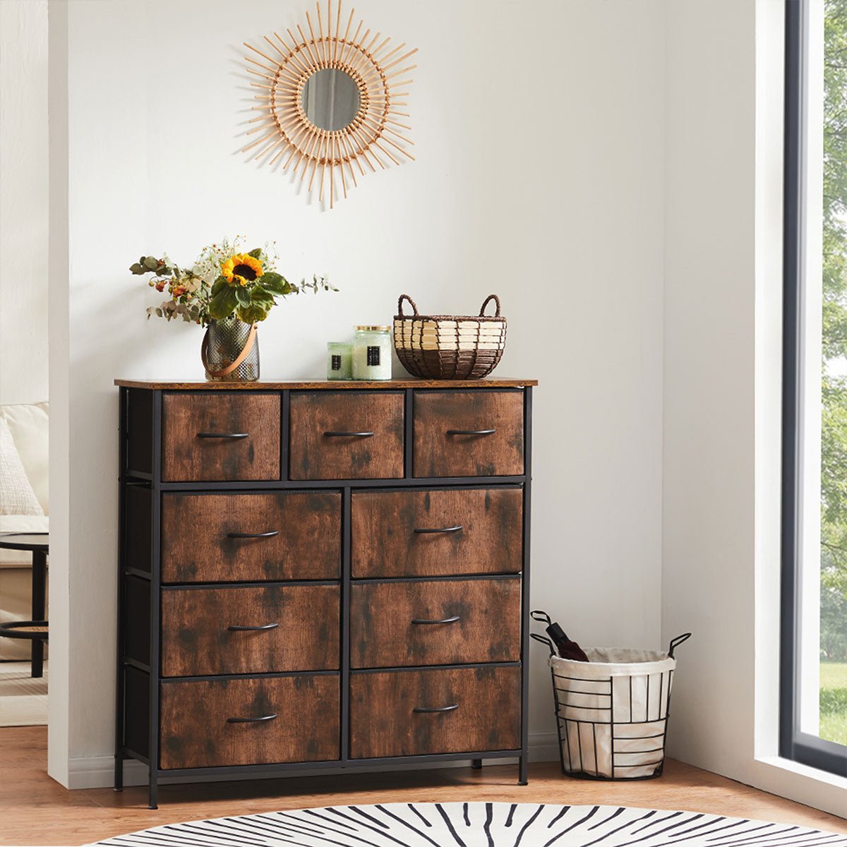 Large Capacity 5-10 Drawer Fabric Storage Cabinet Organizer