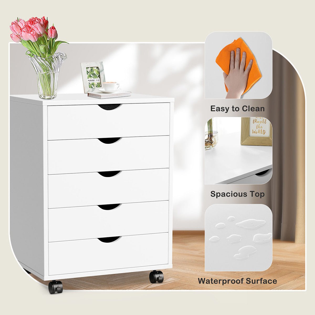 Large Capacity Mobile Storage Cabinet Organizer with Wheels
