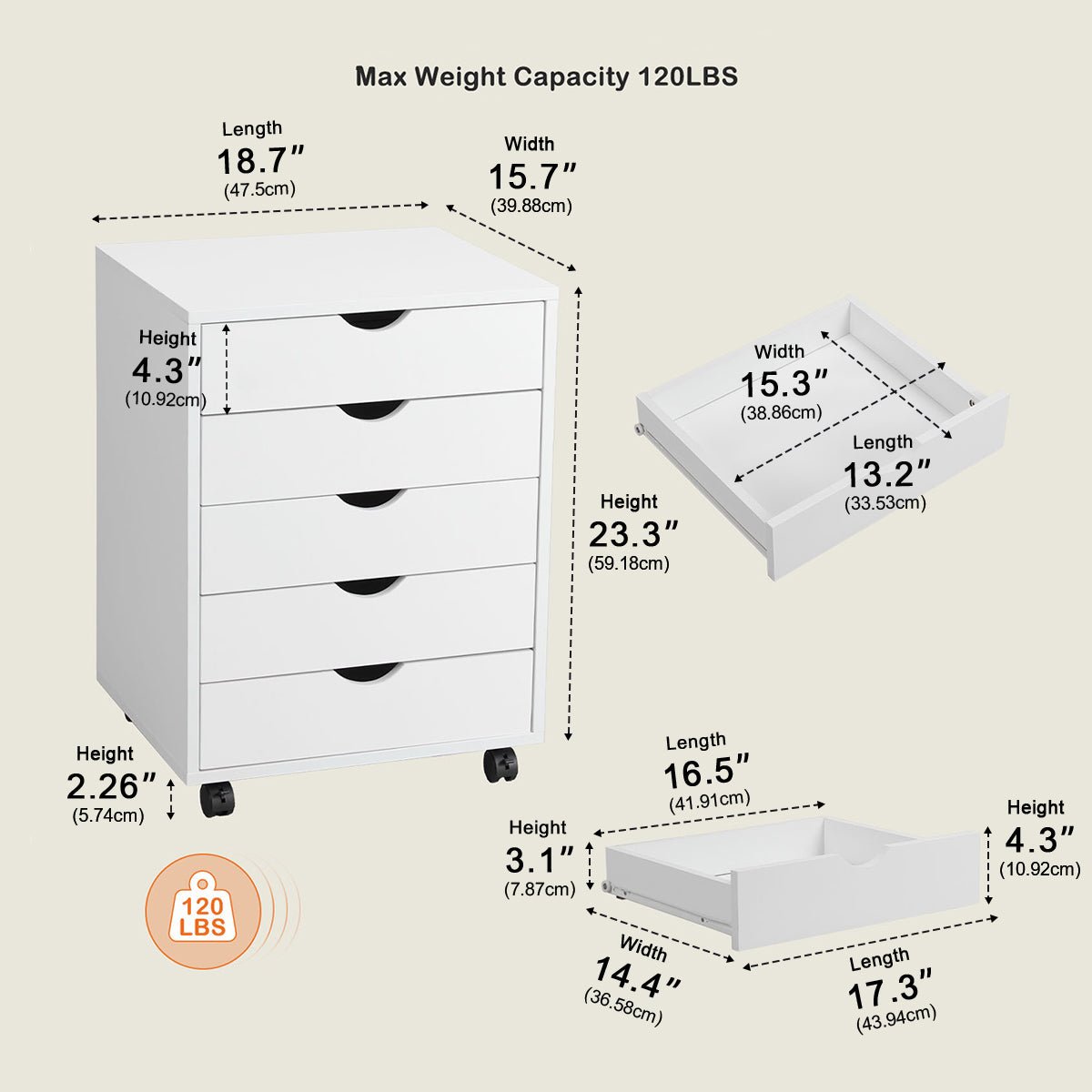 Large Capacity Mobile Storage Cabinet Organizer with Wheels