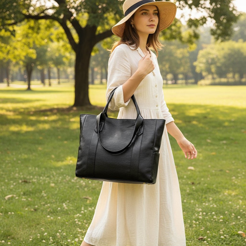 Versatile Leather Shoulder Tote Bag