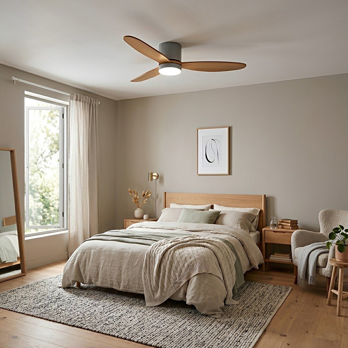 LED Inverter Silent White Low Floor DC Motor Simple Ceiling Fan Light