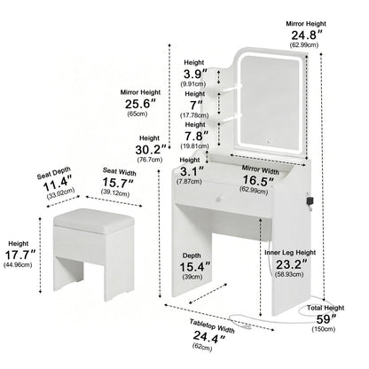 LED Makeup Vanity Table – 3-Color Temperature Light