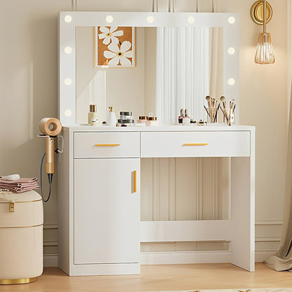 LED Makeup Vanity with Charging Station & 3-Color Light