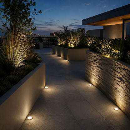 LED Recessed In-Ground Deck Stair Lights Outdoor Step Lights 16 Pcs