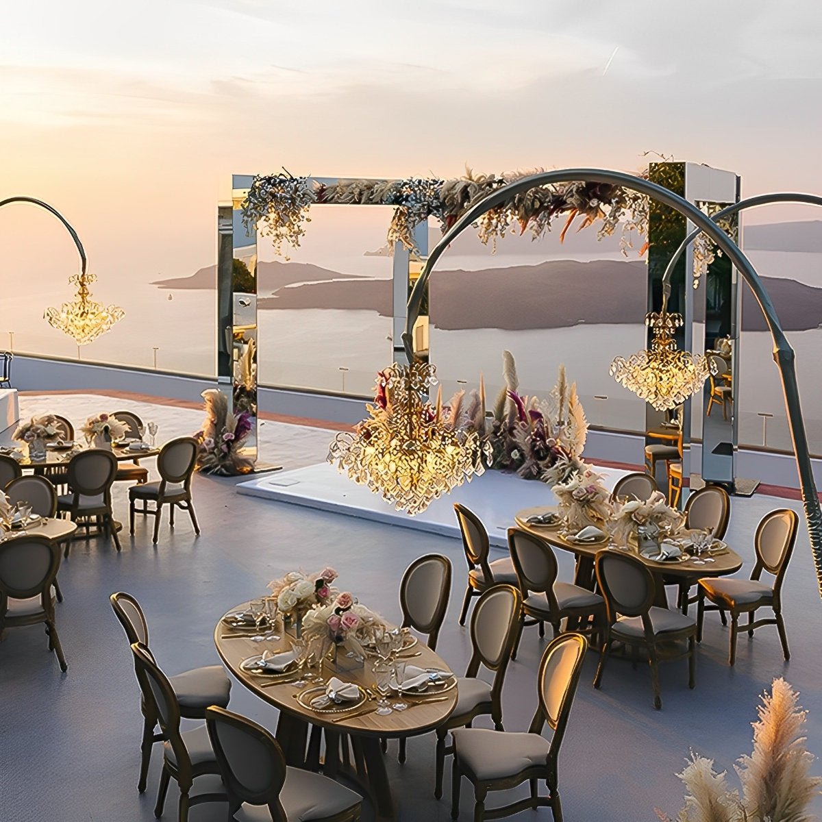 Set of 4 Luxury Waterproof Outdoor Wedding Crystal Chandeliers