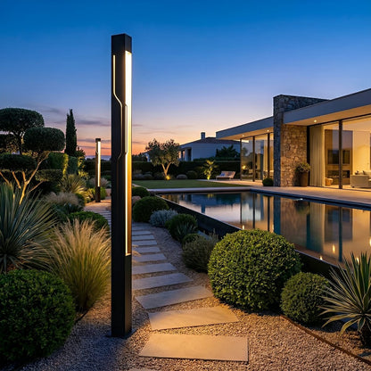Mecha Modern Ash Black Rectangle LED Column Outdoor Pole Street Light