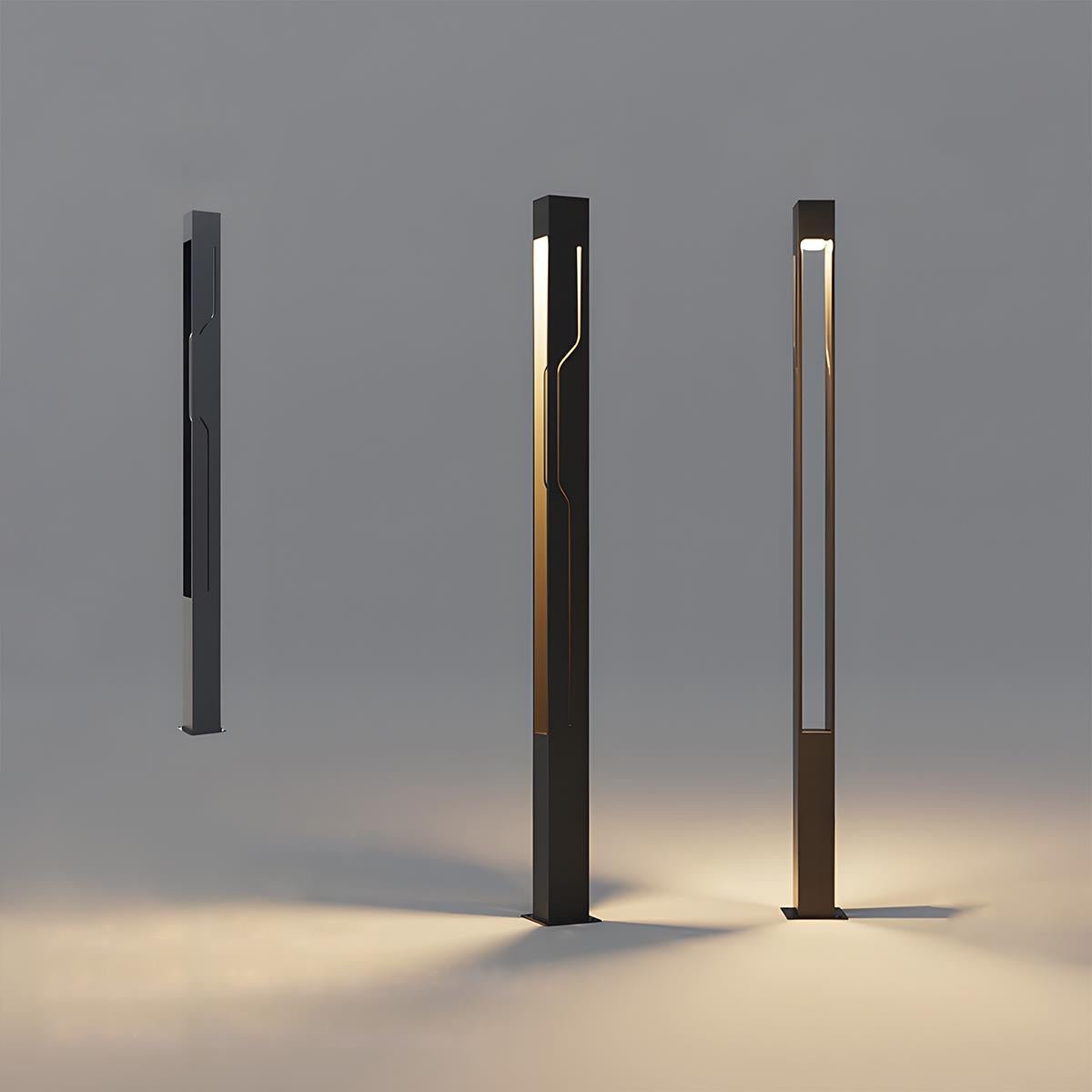 Mecha Modern Ash Black Rectangle LED Column Outdoor Pole Street Light
