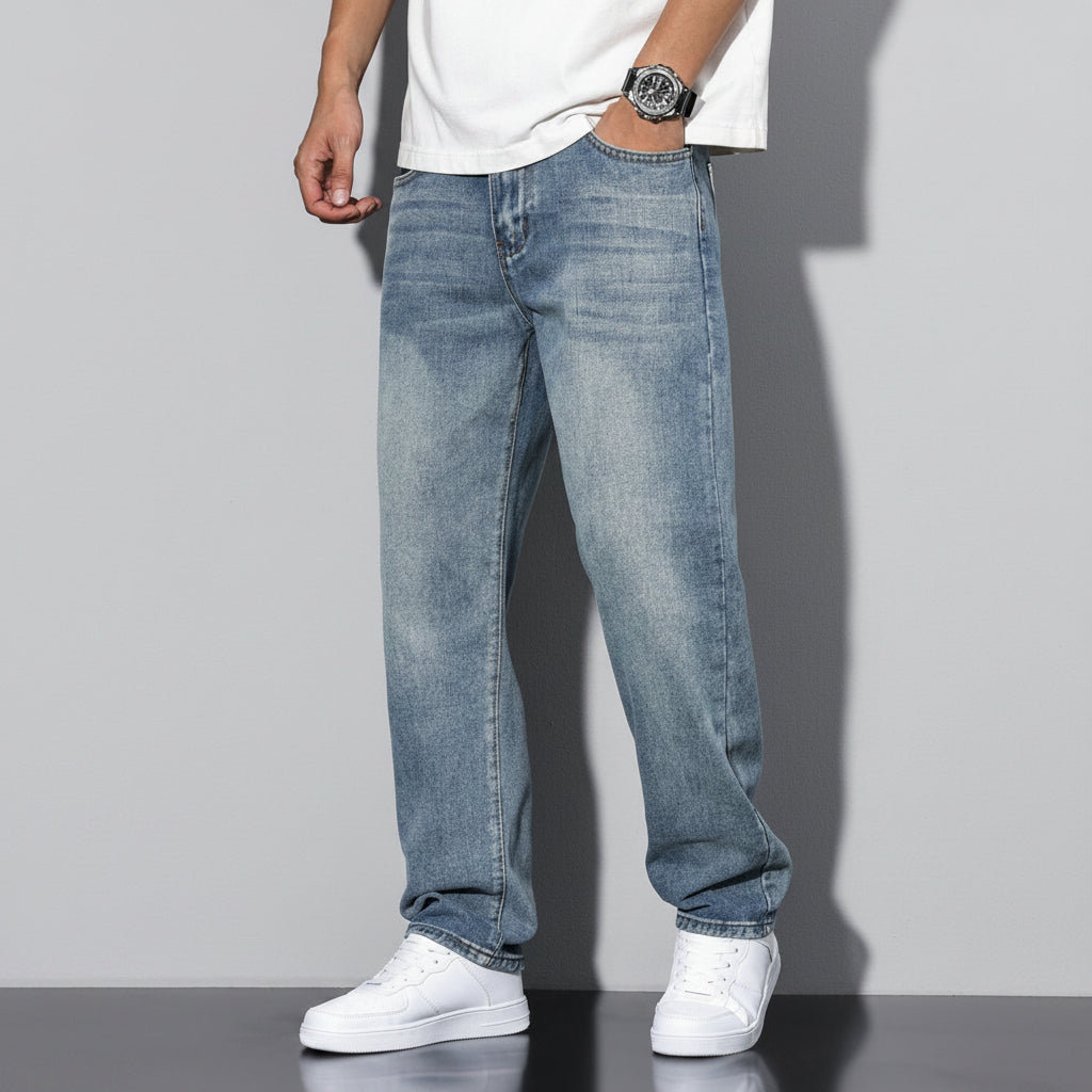 Men's Straight-Leg Washed Jeans