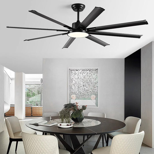 Mid-Century 8-Blade Scandinavian Ceiling Fan with Full-Spectrum LED Light