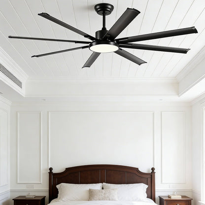 Mid-Century 8-Blade Scandinavian Ceiling Fan with Full-Spectrum LED Light