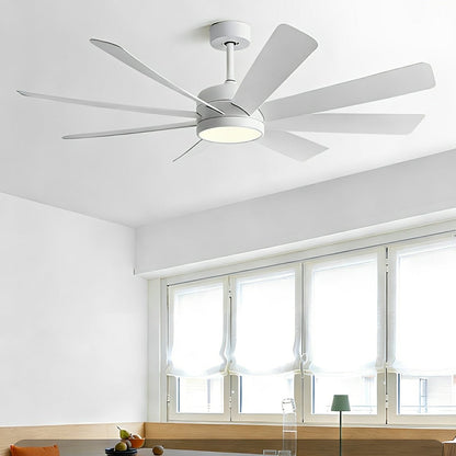 Mid-Century 8-Blade Scandinavian Minimalist Ceiling Fan with LED Light