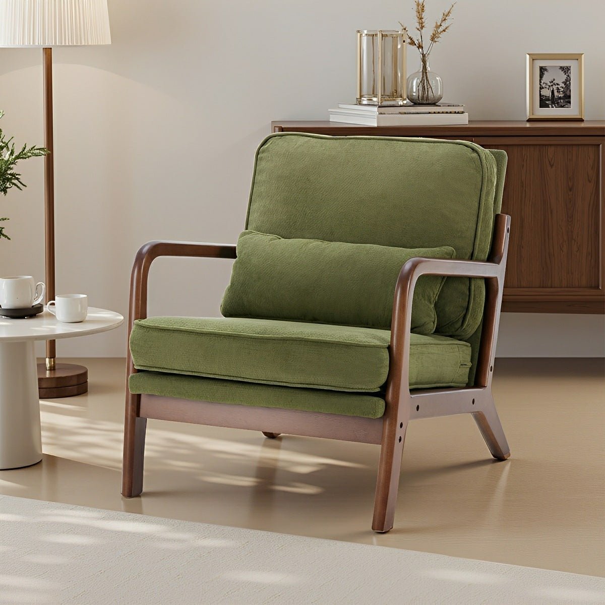 Mid Century Modern Accent Chair with Arms – Solid Wood