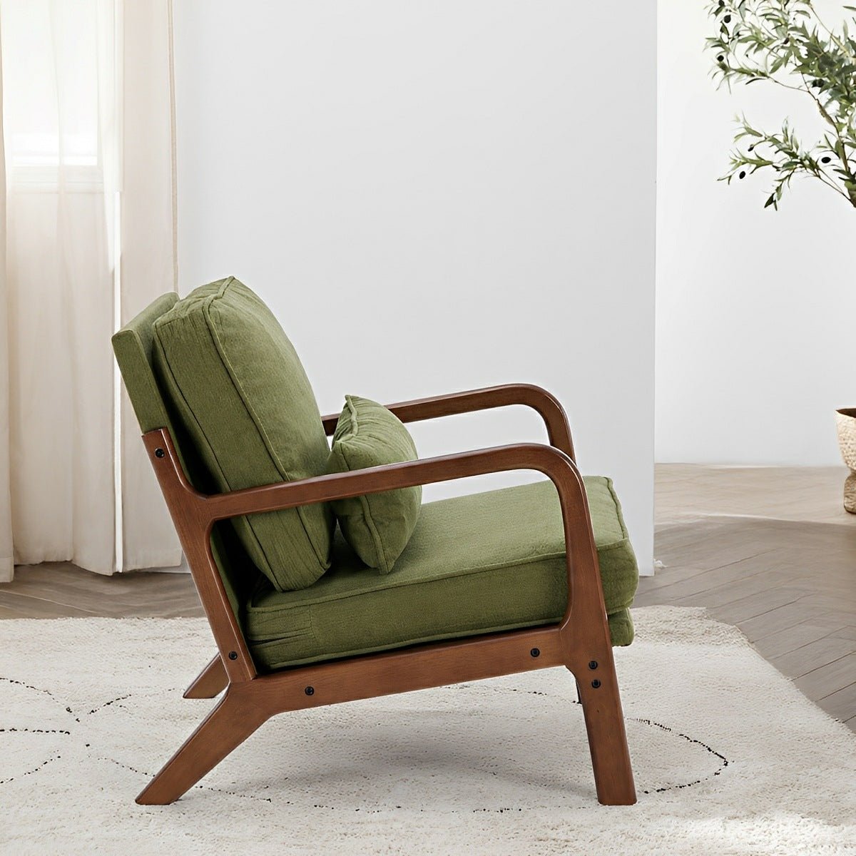 Mid Century Modern Accent Chair with Arms – Solid Wood