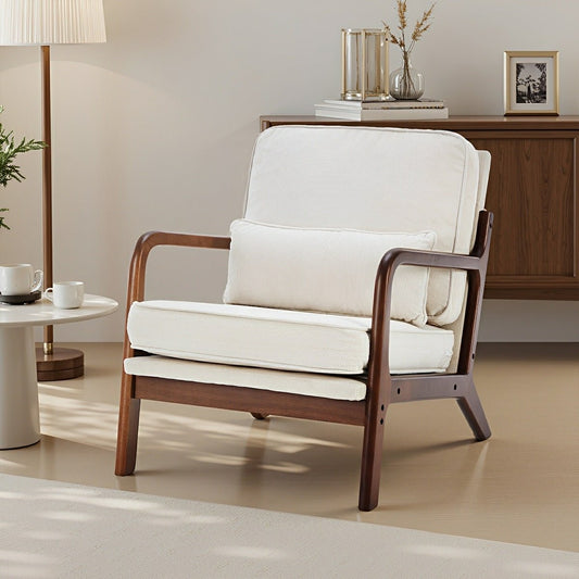 Mid Century Modern Accent Chair with Arms – Solid Wood