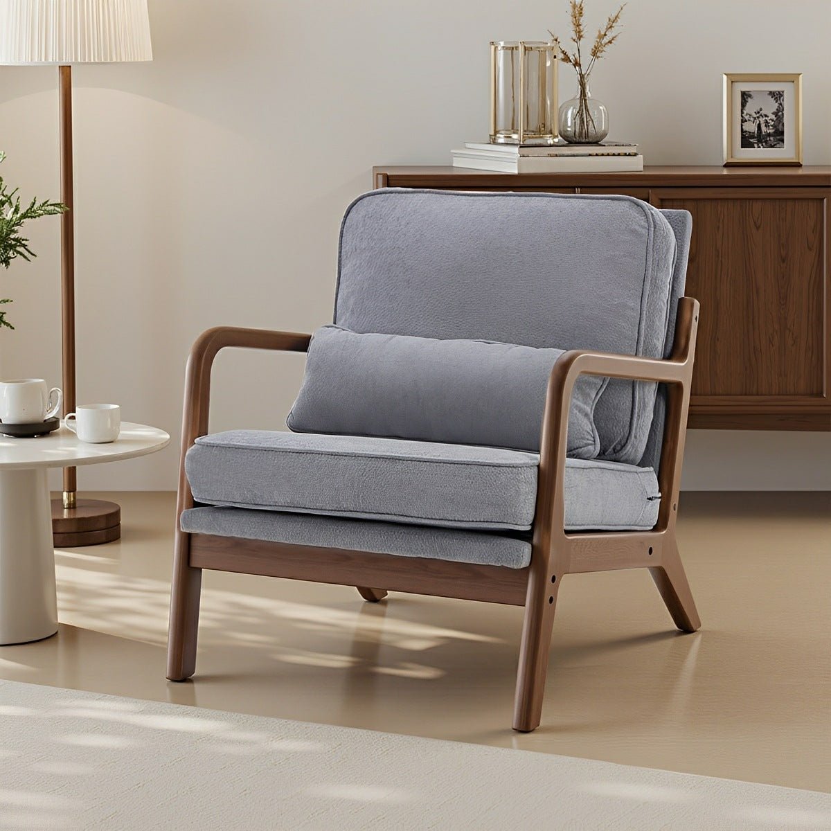 Mid Century Modern Accent Chair with Arms – Solid Wood