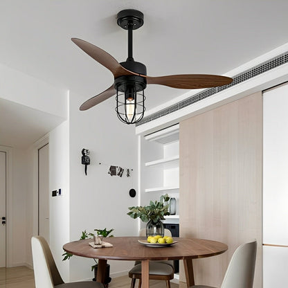 Mid-Century Modern DC Motor Reverse Ceiling Fan- with Lanterns Light