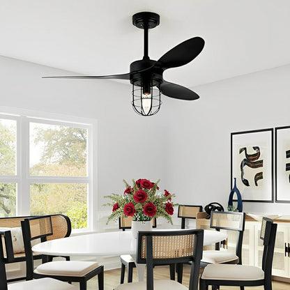 Mid-Century Modern DC Motor Reverse Ceiling Fan- with Lanterns Light