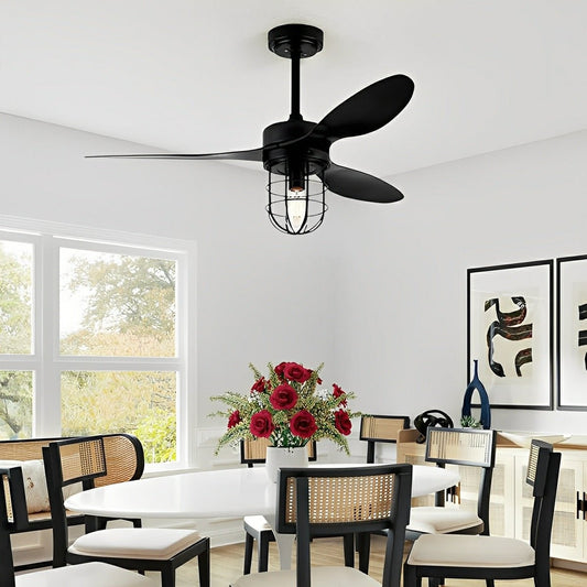 Mid-Century Modern DC Motor Reverse Ceiling Fan- with Lanterns Light