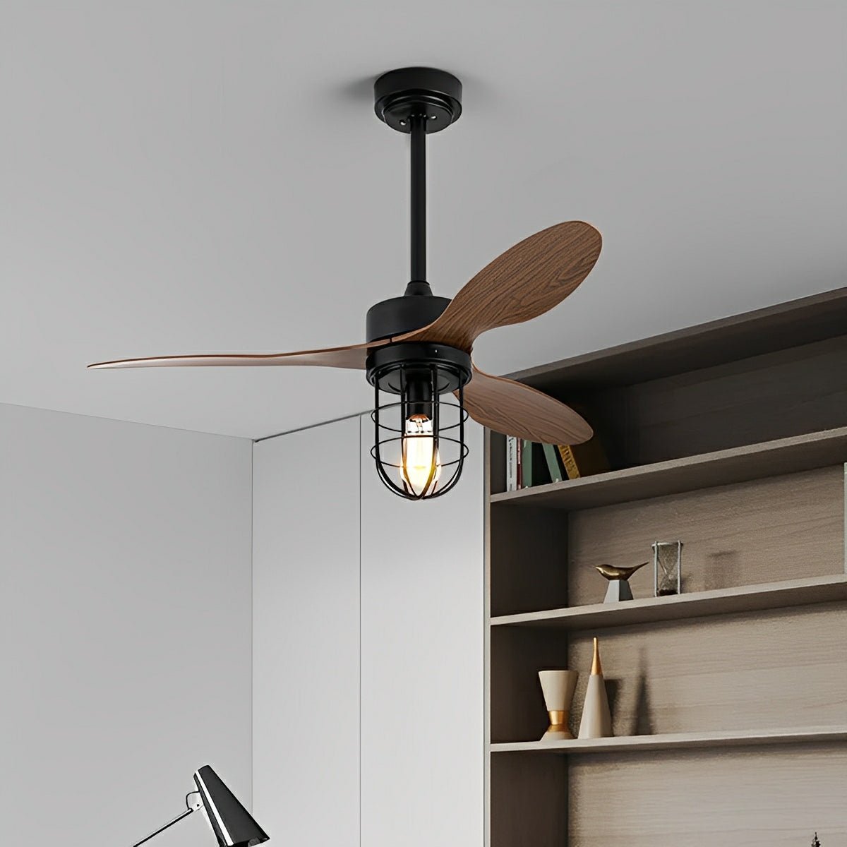 Mid-Century Modern DC Motor Reverse Ceiling Fan- with Lanterns Light