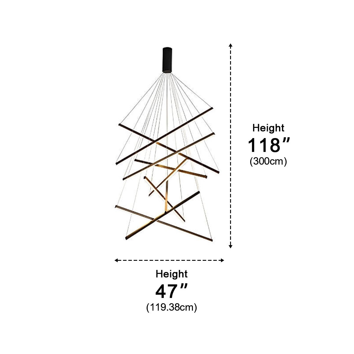 Minimalist Geometric Tiered Strip Dimming LED Black Modern Chandelier