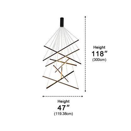 Minimalist Geometric Tiered Strip Dimming LED Black Modern Chandelier