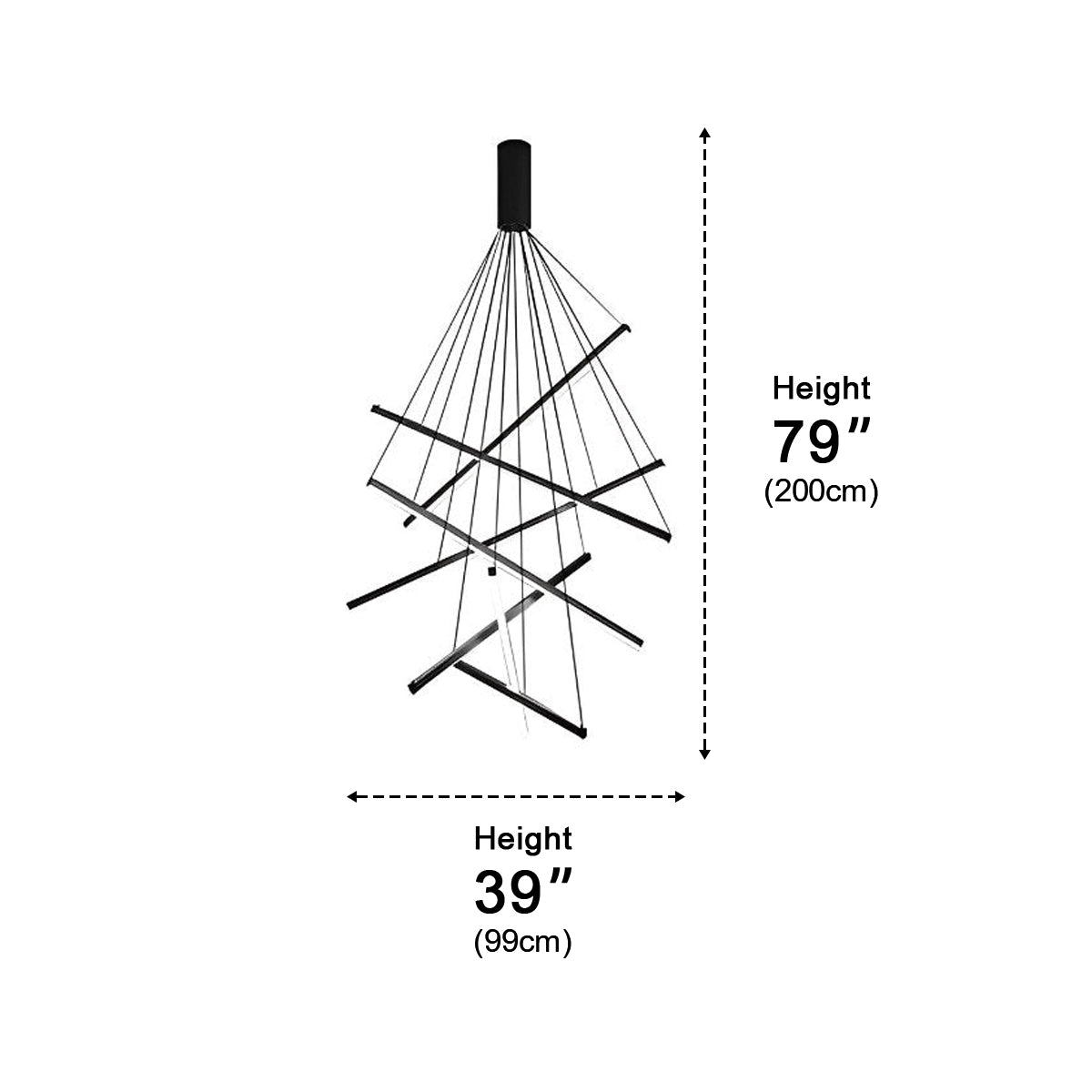 Minimalist Geometric Tiered Strip Dimming LED Black Modern Chandelier