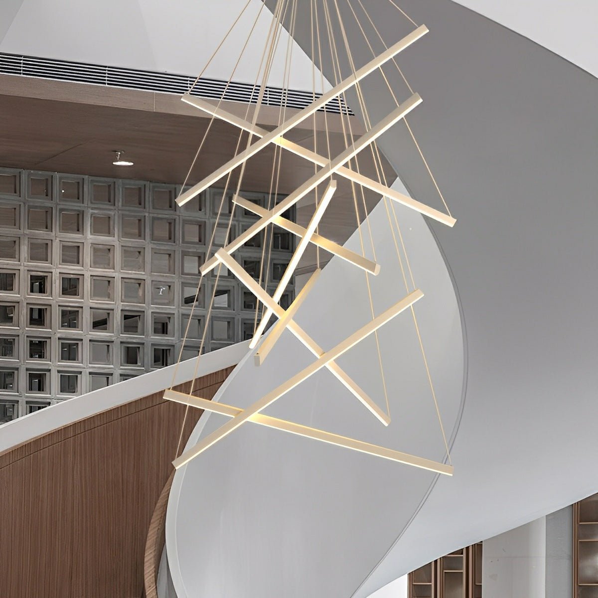 Minimalist Strip Stepless Dimming LED White Modern Chandelier