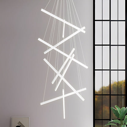 Minimalist Strip Stepless Dimming LED White Modern Chandelier