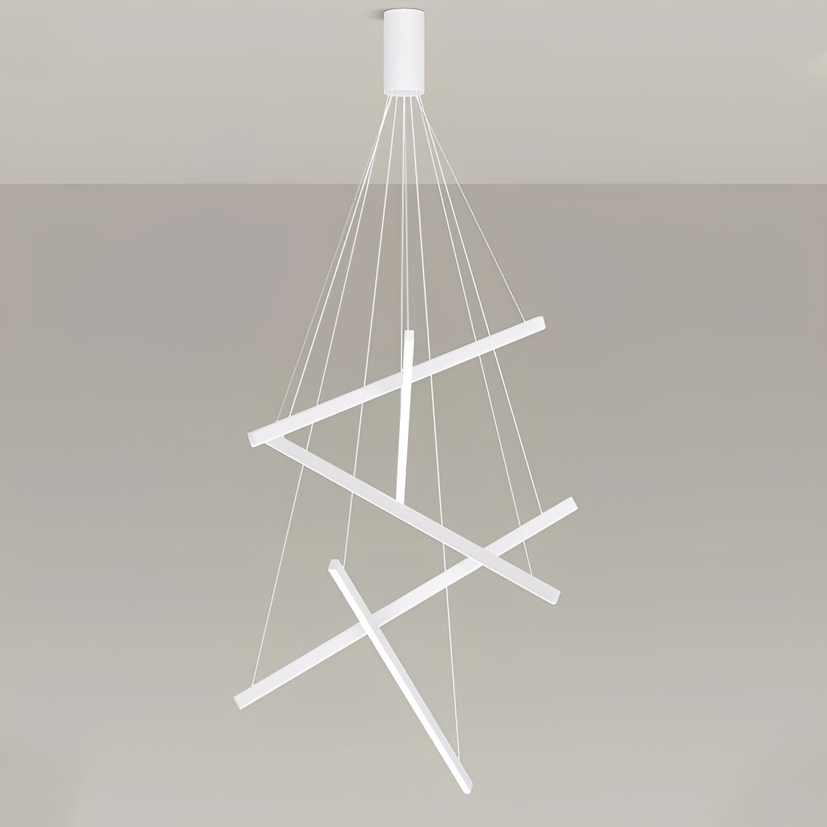 Minimalist Strip Stepless Dimming LED White Modern Chandelier