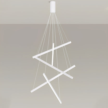 Minimalist Strip Stepless Dimming LED White Modern Chandelier
