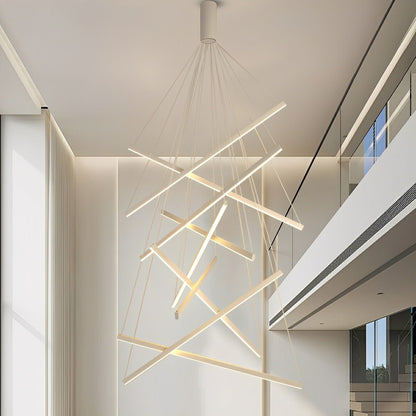 Minimalist Strip Stepless Dimming LED White Modern Chandelier